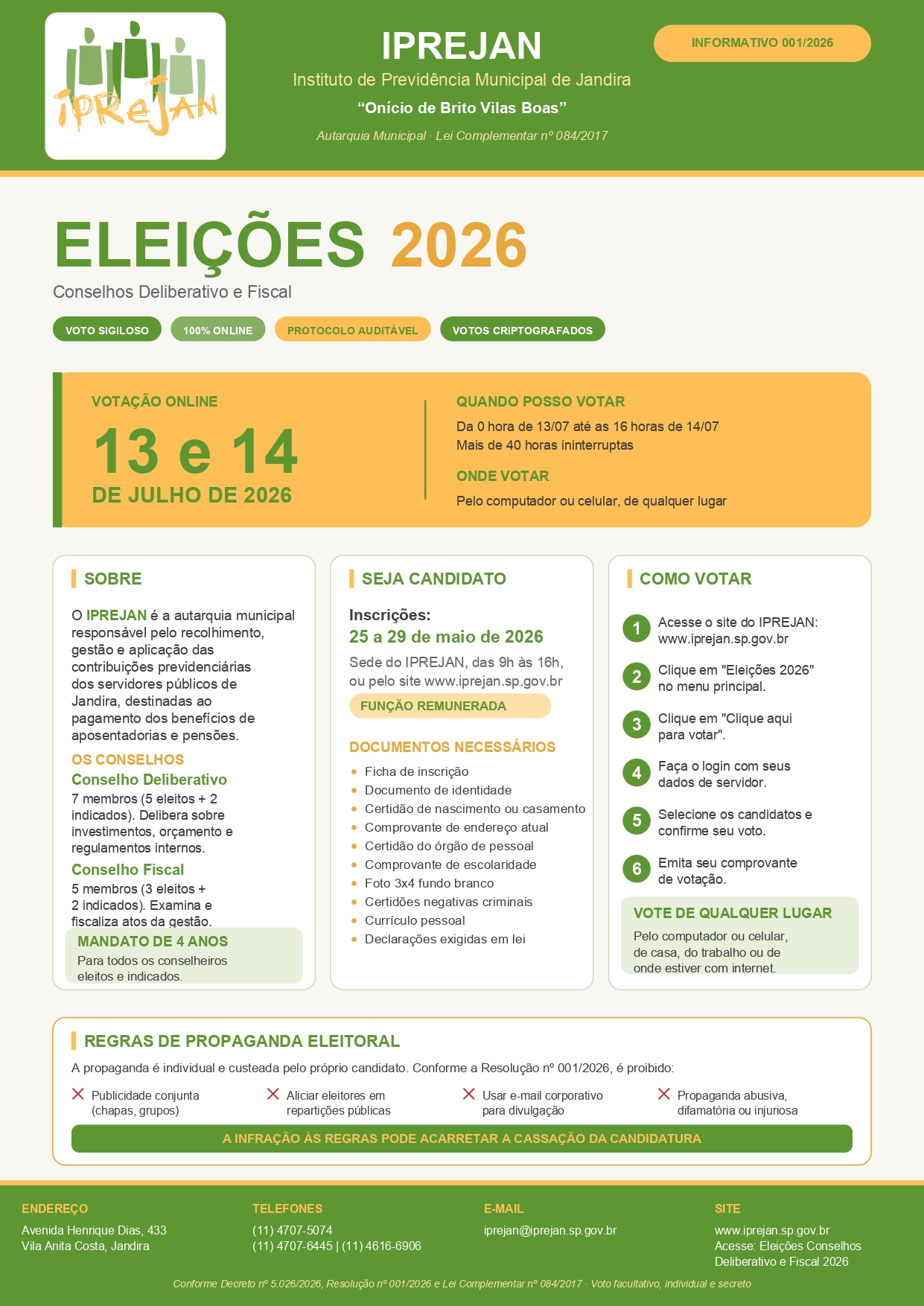 Folder Eleições IPREJAN 2026
